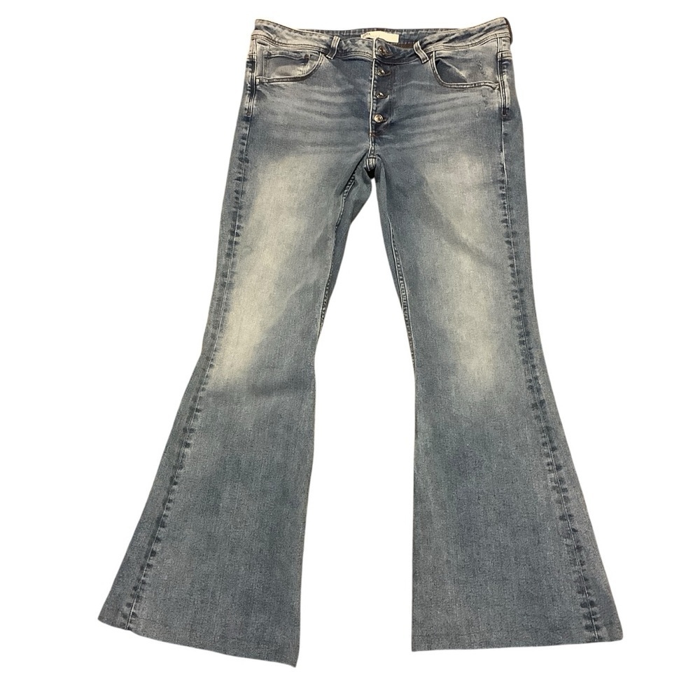 Zara Z1975 Denim High Rise Button Fly Flare Jeans Size 12